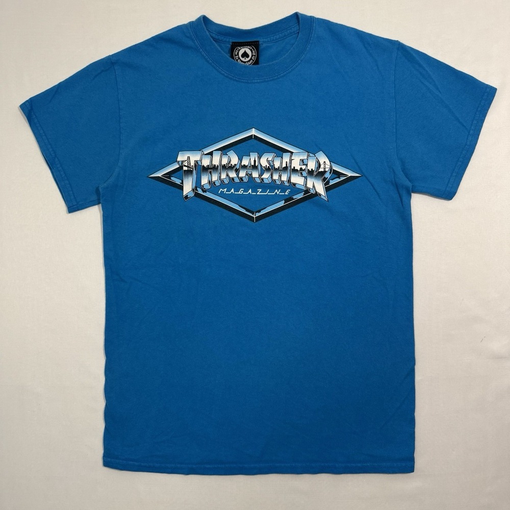 Thrasher Shirt Mens Small Light Blue Magazine Logo Graphic Skateboarding Tee Y2K